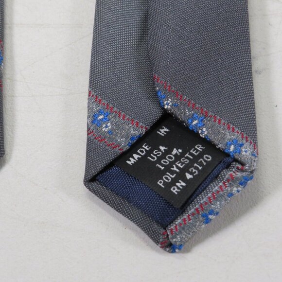 Vintage Gray w small floral Men's striped Neck Tie Polyester by Surrey Classic - Picture 4 of 9